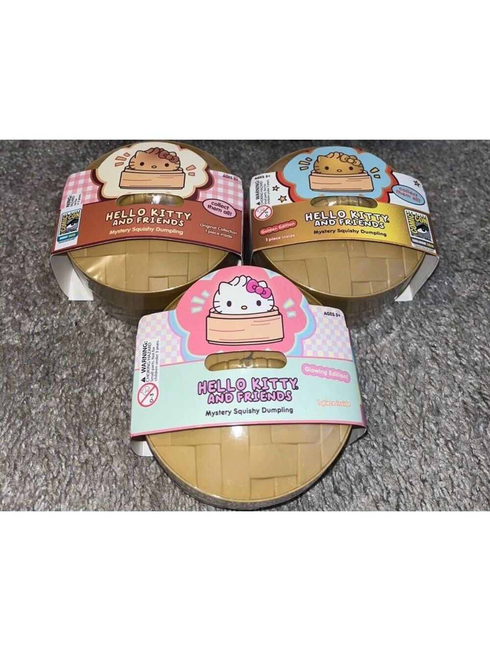 Hello Kitty&Friends Comic-Con Editions Mystery Squishy Dumpling 3Pack New Sealed